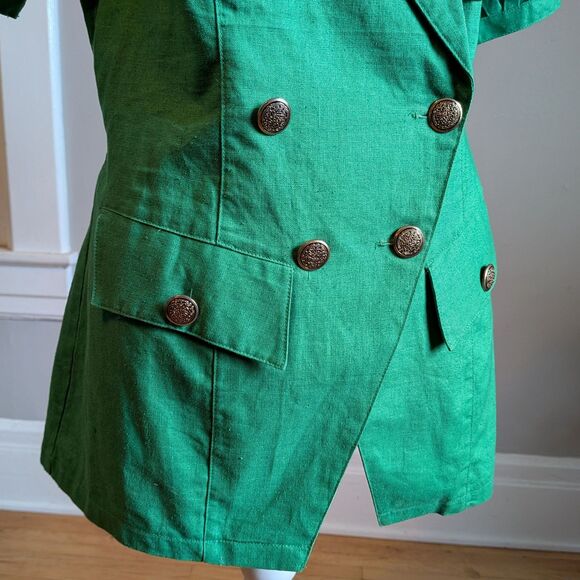 Vintage 90s Louise Paris Green Blazer Cut Out Jacket Shoulder Pads Size 9/10 - Picture 6 of 12